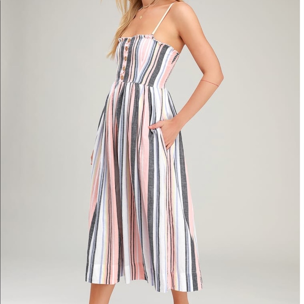 Free People Lilah Striped Boho Midi Dress XS NWT - Picture 3 of 8